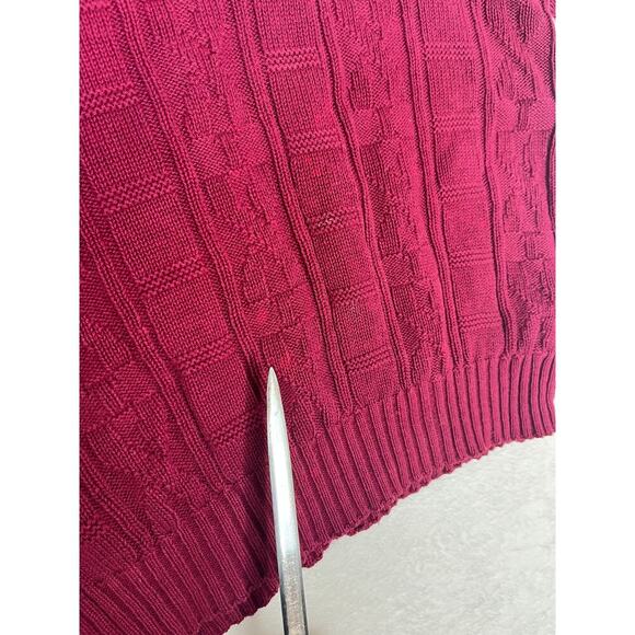 VNTG Southern Lady Maroon Short Sleeve Cable Knit Sweater 100% Cotton sz Small - Picture 7 of 7